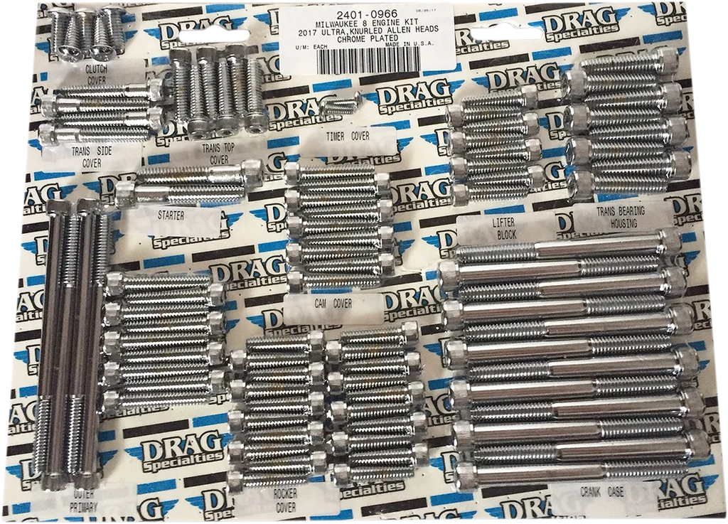Bolt Kit - Engine - Allen - Chrome - Knurled - M8 DragSpecialties MK775 - Main Product View