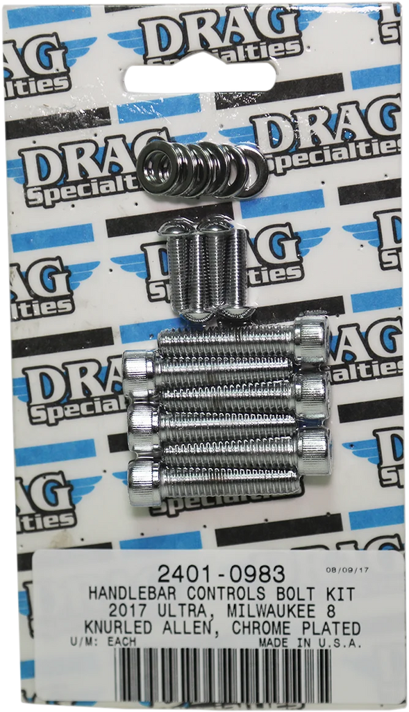 Bolt Kit - Handlebar Control - Chrome - Knurled - M8 DragSpecialties MK784 - Main Product View