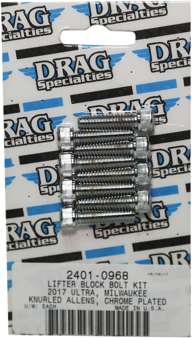Bolt Kit - Rocker Cover - Chrome - Knurled - M8 DragSpecialties MK777 - Side View