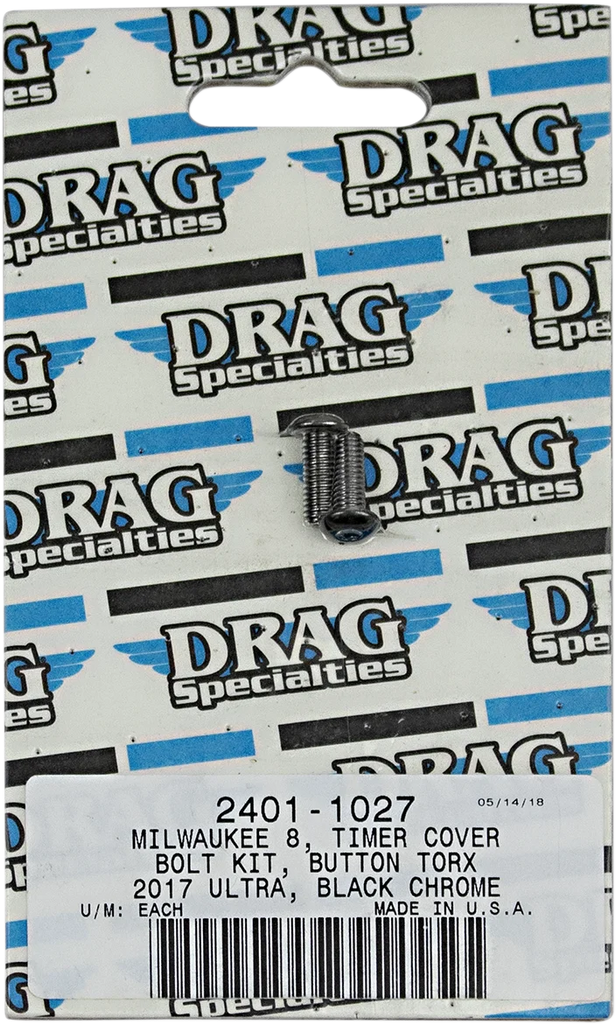 Bolt Kit - Timer Cover - Black/Chrome - Knurled - M8 DragSpecialties MK780BK - Main Product View