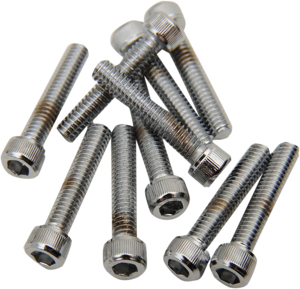 Bolts - Socket-Head - Replacement - Knurled/Coarse Thread - #8-32 x 7/8" - 10 Pack DragSpecialties MPB190 - Side View