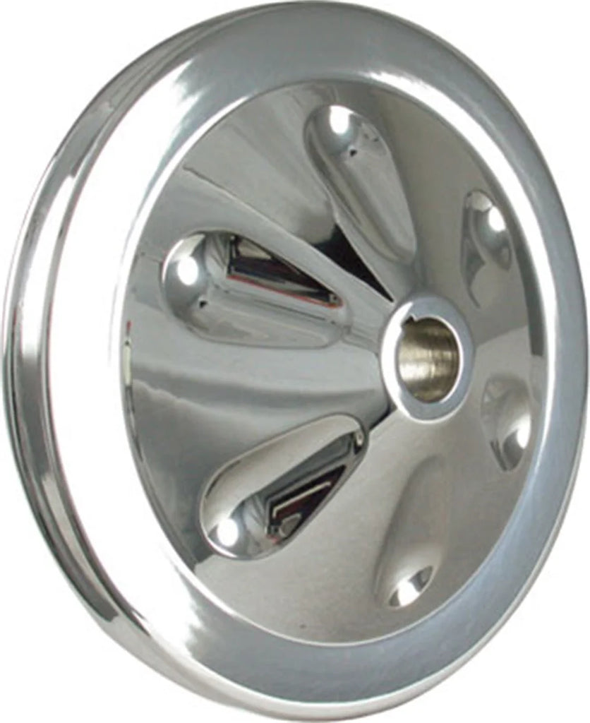 Borgeson Power Steering Pump Pulley; 4-5/8in. Diameter; Polished; 1-Row; Keyway - Main Product View