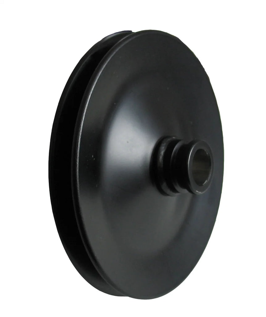Borgeson Power Steering Pump Pulley; 5-1/2in. Diameter; Painted Black; 1-Row; Press-on - Main Product View