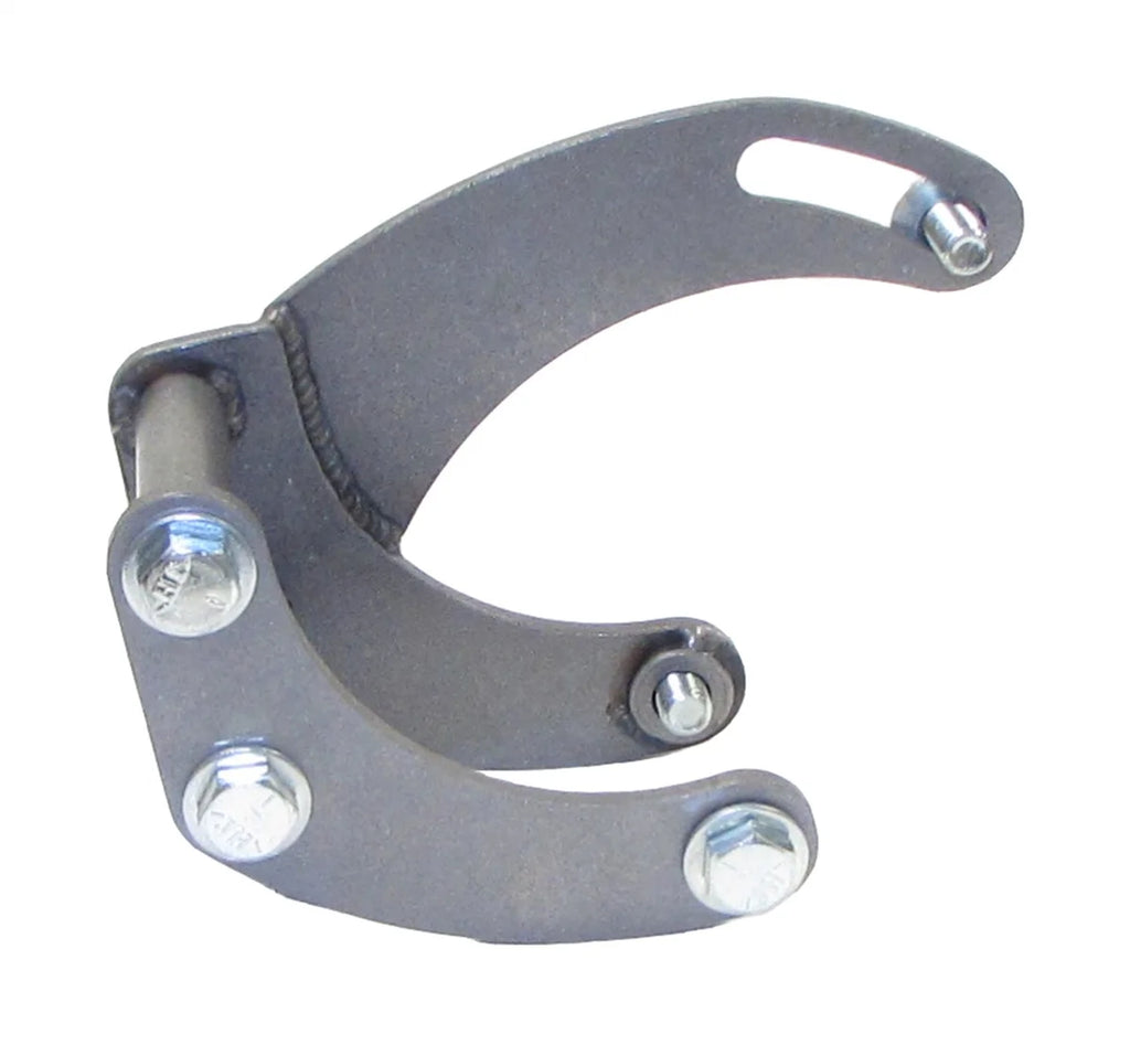 Borgeson Power steering pump bracket. Natural steel. Fits BBC with short water pump. 802403 - Main Product View