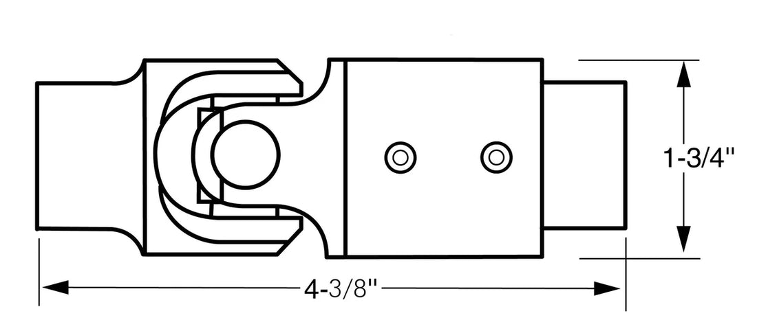 Borgeson Steering Universal Joint/Vibration Damper; Steel; 3/4-36 X 1DD - Side View