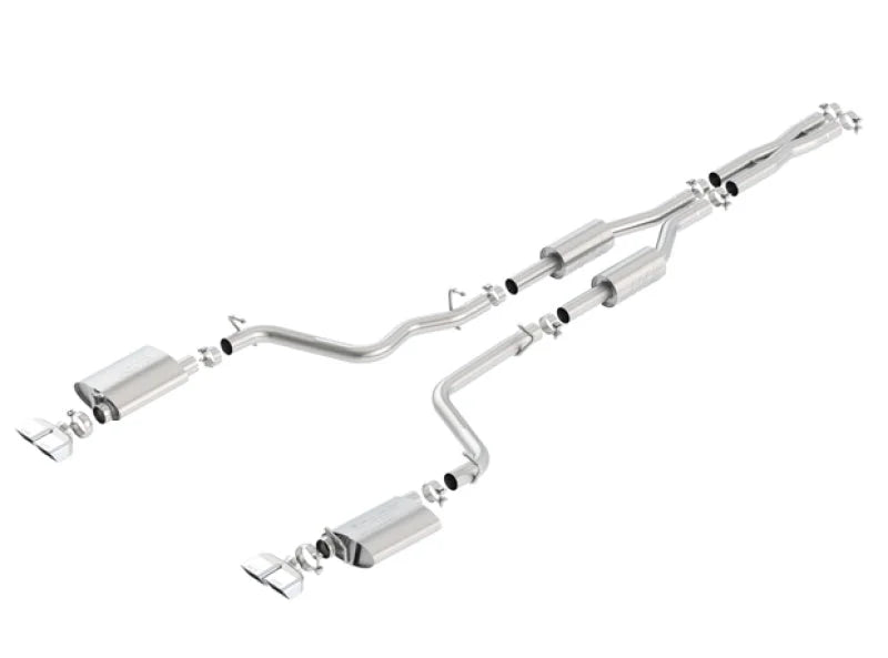 Borla 09-14 Dodge Challenger R/T 5.7L RWD 2Dr. Dual Rctgl. Angle S-Type CB Exhaust - Rear Split Exit - Side View