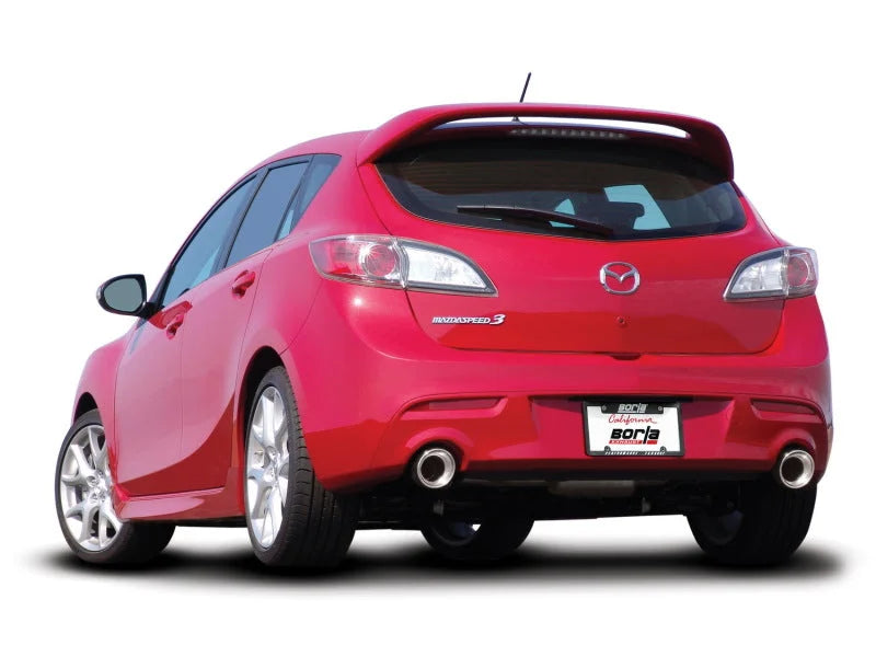 Borla 10-13 Mazda 3/Mazdaspeed 3 2.5L/2.3L Turbo FEW MT Hatchback SS Exhaust (rear section only) - Back View