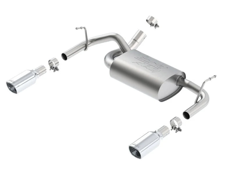 Borla 12-14 Jeep Wrangler JK 2Dr & 4Dr Rear Section ATAK Single Sqaure Rolled Angle-Cut Exit Exhaust - Main Product View