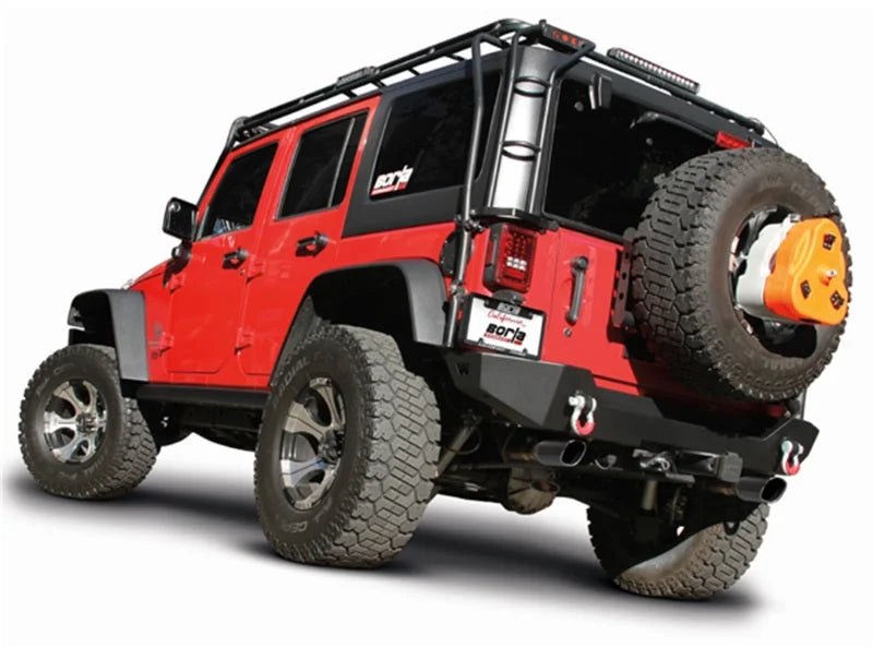 Borla 12-16 Jeep Wrangler 3.6L AT/MT 4DR 4WD S SQ RL AC SR 2.5in 2in TIP 3.5inx3.28in Black Chrome - Detail View