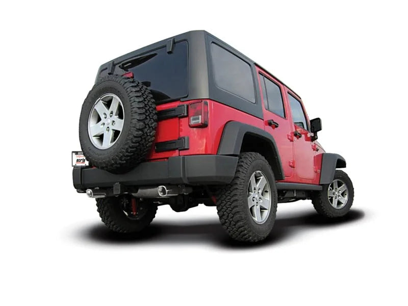 Borla 12-16 Jeep Wrangler 3.6L AT/MT 4WD Single Split Rr Exit Touring Exhaust (rear section only) - Installation View
