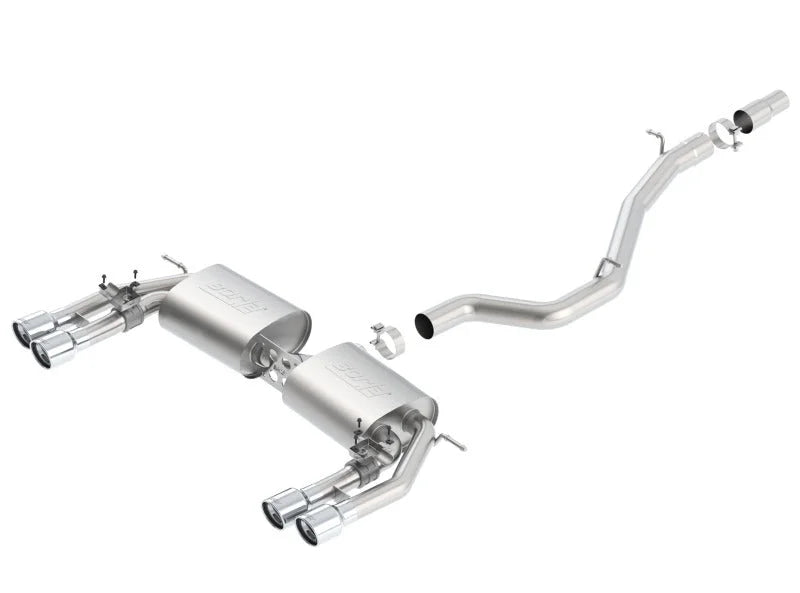 Borla 13-15 Audi S3 S-Type Dual Round Rolled Catback Exhaust - Side View