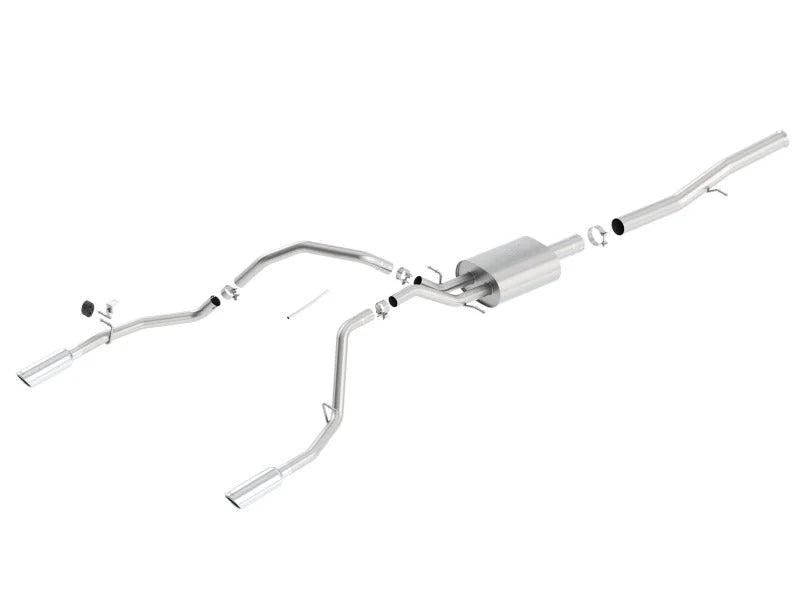 Borla 14 Silv/Sierra 1500 EC Std/CC Short 143.5in WB ATAK Single Split Rear Exit Cat-Back Exhaust - Detail View