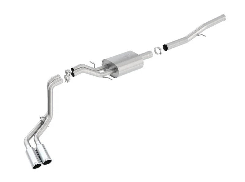 Borla 14 Silv/Sierra 1500 EC Std/CC Short 143.5in WB S-Type Dual Rolled Side Exit Cat-Back Exhaust - Detail View