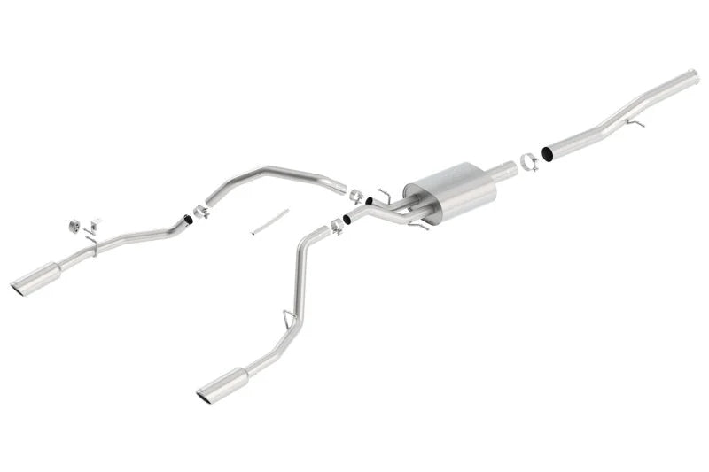 Borla 14 Silv/Sierra 1500 EC Std/CC Short 143.5in WB Touring Single Split Rear Exit Cat-Back Exhaust - Side View