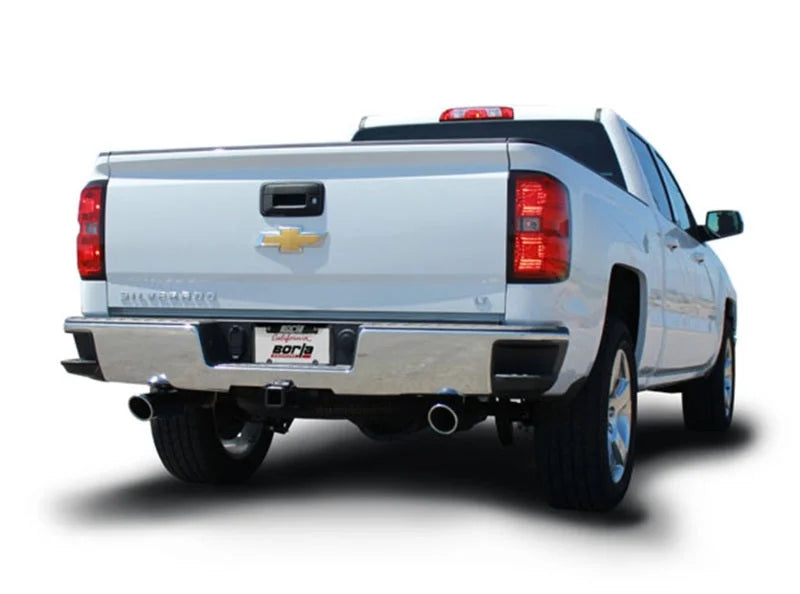 Borla 14 Silv/Sierra 1500 EC Std/CC Short 143.5in WB Touring Single Split Rear Exit Cat-Back Exhaust - Detail View