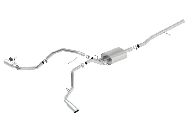 Borla 14 Silv/Sierra C/B Exh S-Type 1500 5.3L V8 AT/MT 2&4WD Ext Cab Split Side Exit - Main Product View