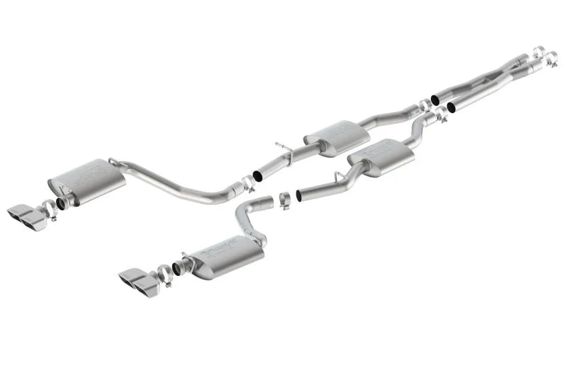 Borla 15-16 Dodge Challenger R/T 5.7L Dual Rectangle Angle Cut Dual Split Rear Exit S-Type Exhaust - Side View