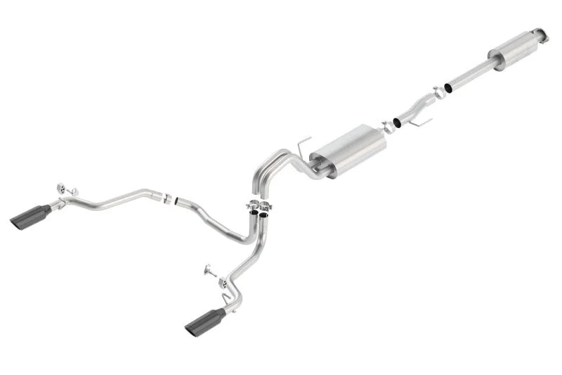 Borla 15-17 Ford F-150 2.7L/ 3.5L EcoBoost/ 5.0L V8 Rear Exit S-Type Catback Exhaust Black Chrome - Side View