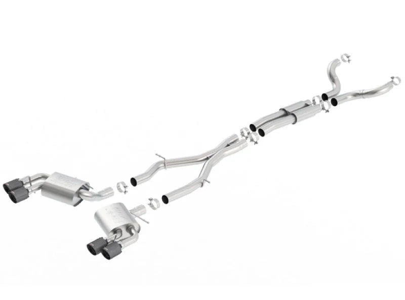 Borla 16-17 Chevy Camaro 6.2L 4in Dual CF Tips w/Black Core Dual Split Exit ATAK Catback Exhaust - Main Product View