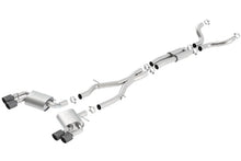 Load image into Gallery viewer, Borla 16-17 Chevy Camaro 6.2L 4in Dual CF Tips w/Black Core Dual Split Exit ATAK Catback Exhaust - Side View