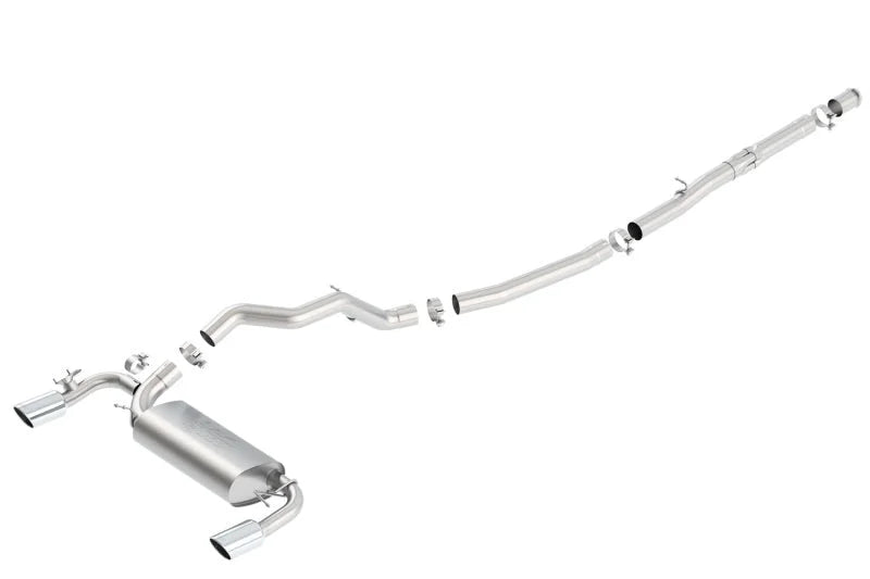 Borla 16-17 Ford Focus RS 2.3L MT Round Angle-Cut Tips Split Rear Exit ATAK Catback Exhaust - Side View