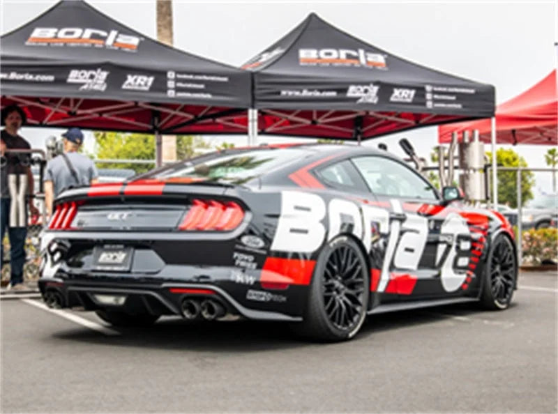 Borla 2018 Ford Mustang GT 5.0L AT/MT (w/o Valves) ATAK 3in Cat-Back Exhaust w/Carbon Fiber Tips - Side View