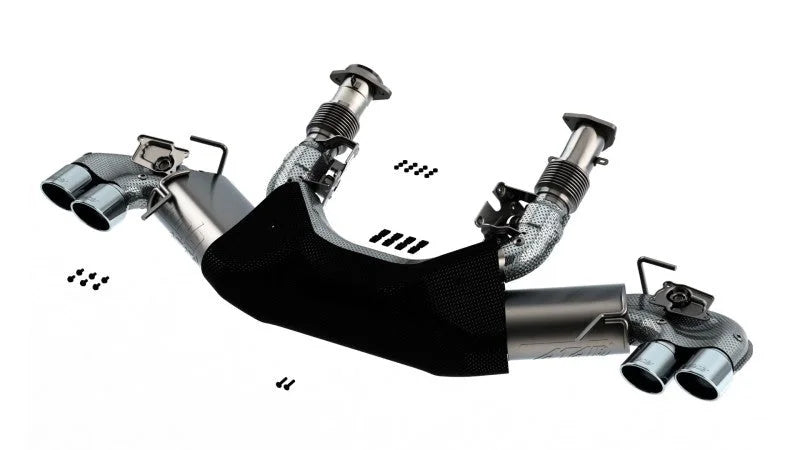 Borla 2020 Chevrolet Corvette C8 6.2L ATAK 3in Exhaust System Dual Round A/C Tips 4inx 4.75in - Back View