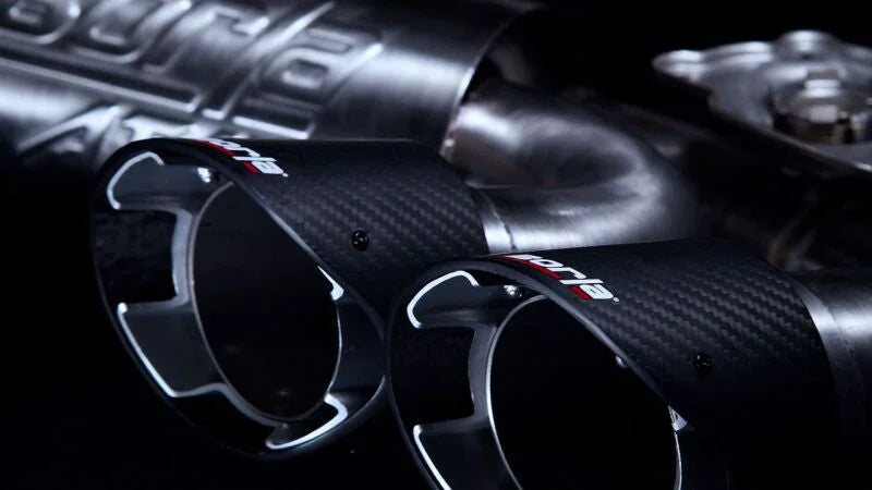 Borla 2020 Chevrolet Corvette C8 6.2L ATAK 3in Exhaust System Dual Round Angle Cut Carbon Fiber Tips - Side View