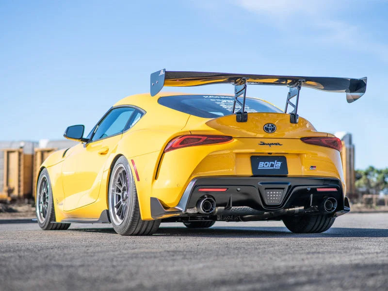 Borla 2020 Toyota Supra GR 3.0L I6 3in ATAK Catback Exhaust - Carbon Fiber Tips - Side View