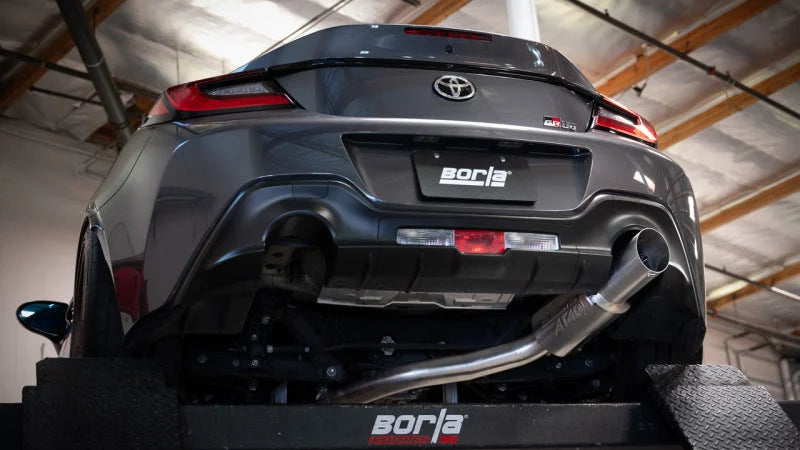Borla 2022+ Subaru BRZ / 2022+ Toyota GR86 ATAK Cat Back Exhaust - 4.5in Stainless Tips - Side View