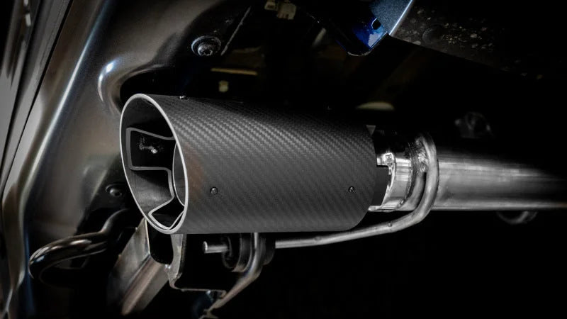 Borla 21-23 Ford Raptor 3in Tail Pipe Kit 4.5in Tip - Carbon Fiber Black Anodized - Side View