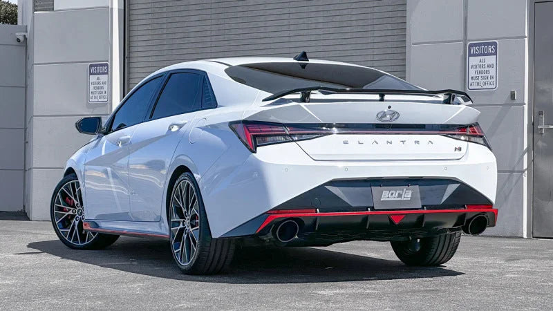 Borla 22-23 Hyundai Elantra N 2.0L 4 CYL. Turbo AT/MT ATAK Catback Exhaust Black Chrome - Back View