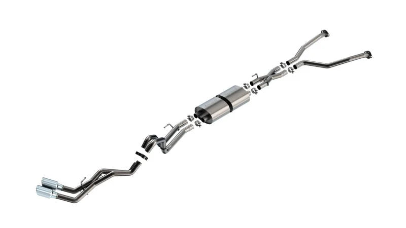 Borla 22-24 Toyota Tundra 3.4L V6 (Inc. Hybrid) Ext. Cab/STD Bed/145.7in WB S-Type Cat-Back - Chrome - Side View