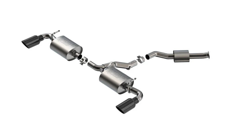Borla 2.25 S-Type Cat Back Exhaust - Black Chrome fits 2019-2025 Toyota RAV4 Hybrid - Main Product View