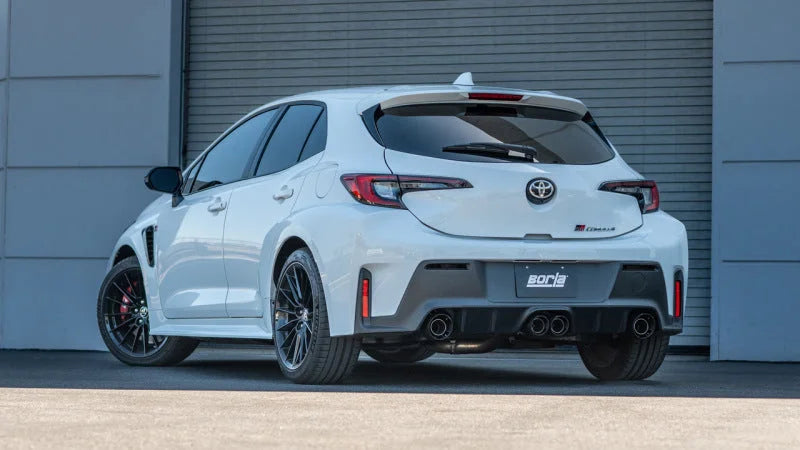 Borla 23-24 Toyota GR Corolla ATAK Cat Back System - Carbon Fiber & Black Anodized - Side View
