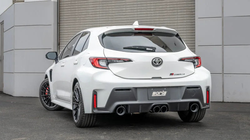 Borla 23-24 Toyota GR Corolla ATAK Cat Back System w/ Black Tips - Side View