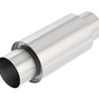 Load image into Gallery viewer, Borla 3 -1/2in In/Out x 5in Round x 8in Long XR-1 Sportsman Shorty Racing Muffler - Side View