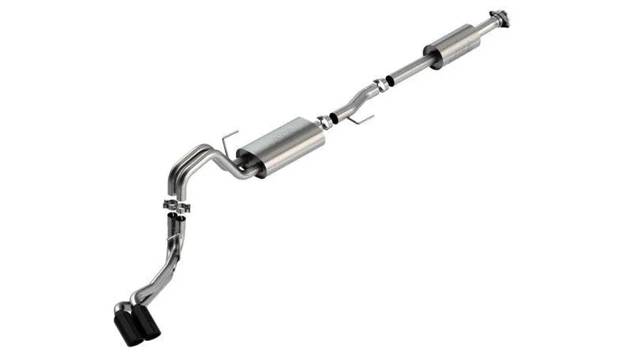 Borla F-150 2021 2.7L/3.5L 4dr CC SB EC STB Lar/KingR/Plnm/LTD 3/2.25 DSE CB Touring BLK CHR Tips - Detail View