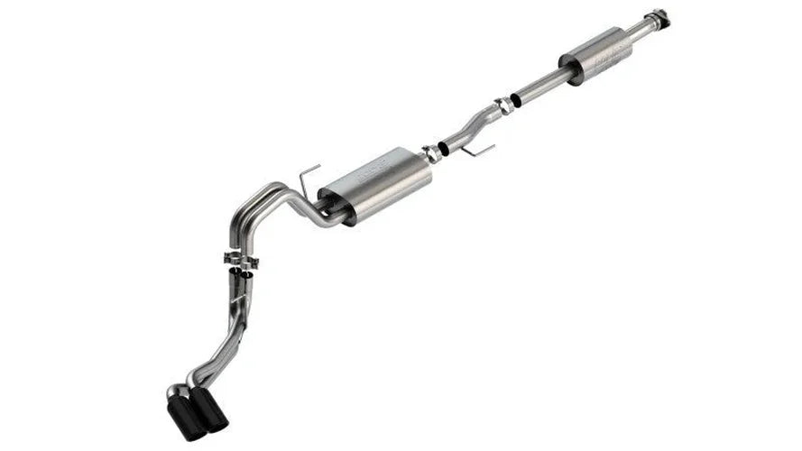 Borla F-150 2021 3.3L CC SB EC STB XL/XLT/Lariat/KR/Plnm/LTD 3/2.25 DSE Cat-Back ATAK Black CHR Tips - Detail View