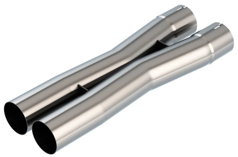 Borla 3.0in Universal X-Pipe 4.43in Inlet Centerline 3.51in Outlet Centerline 21.06in OAL - Side View