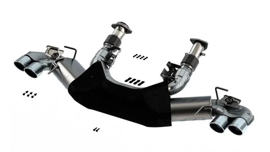 Borla 2020 Chevrolet Corvette C8 6.2L ATAK 3in Exhaust System Dual Round A/C Tips 4inx 4.75in - Back View
