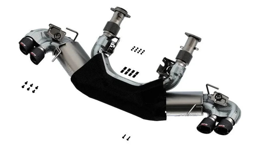 Borla 2020 Chevrolet Corvette C8 6.2L ATAK 3in Exhaust System Dual Round Angle Cut Carbon Fiber Tips - Detail View