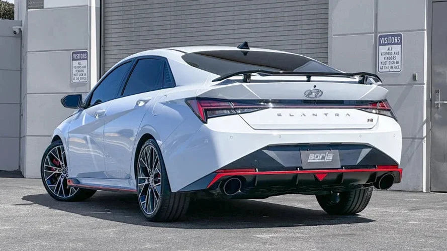 Borla 22-23 Hyundai Elantra N 2.0L 4 CYL. Turbo AT/MT ATAK Catback Exhaust Black Chrome - Back View