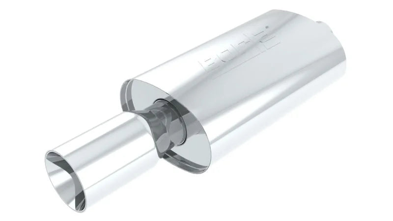 Borla Boomer Blow Torch Muffler Oval 2-1/4in x 4in Side Round Out - Side View