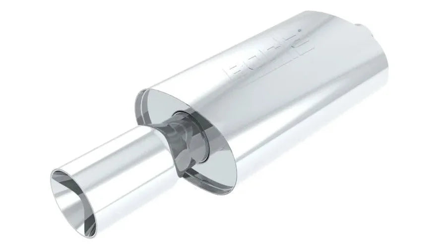 Borla Boomer Blow Torch Muffler Oval 2-1/4in x 4in Side Round Out - Side View
