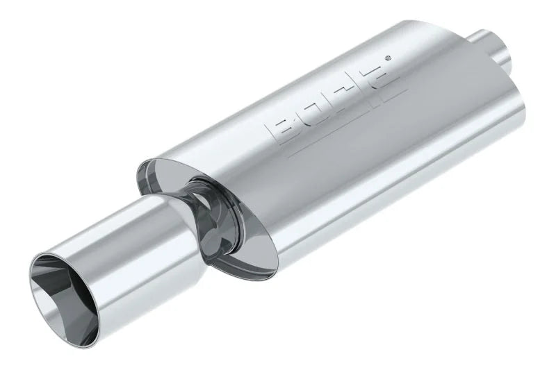 Borla Boomer Muffler Thumper Oval 2-1/4in In 4in Side Rount Out - Side View