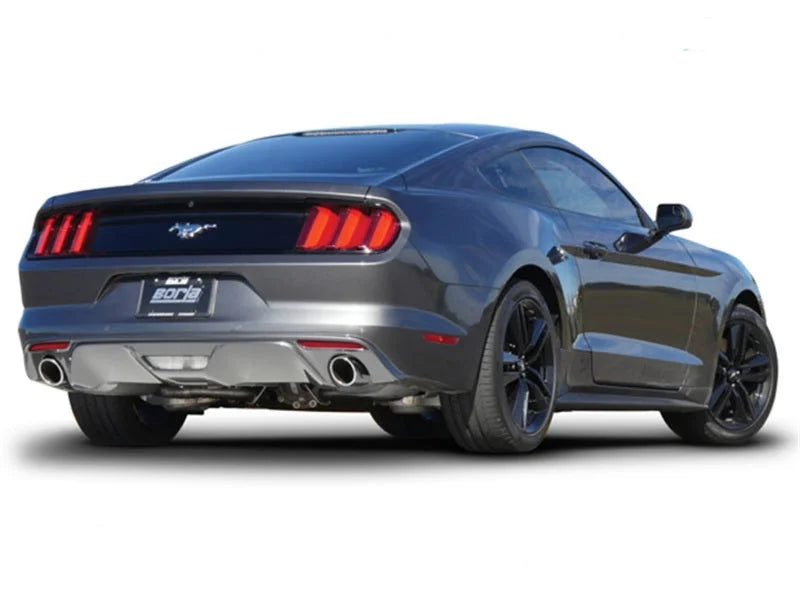 Borla Cat Back 15-17 Ford Mustang 3.7L V6 MT/AT 2.25in Pipe 4in Single Round Rolled Tips - Detail View