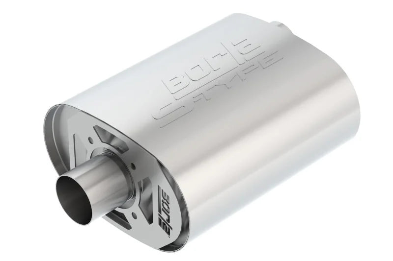 Borla CrateMuffler Ford Coyote 5.0L S-Type 2.5in Offset/Center 12inx6inx10.34in Muffler - Side View