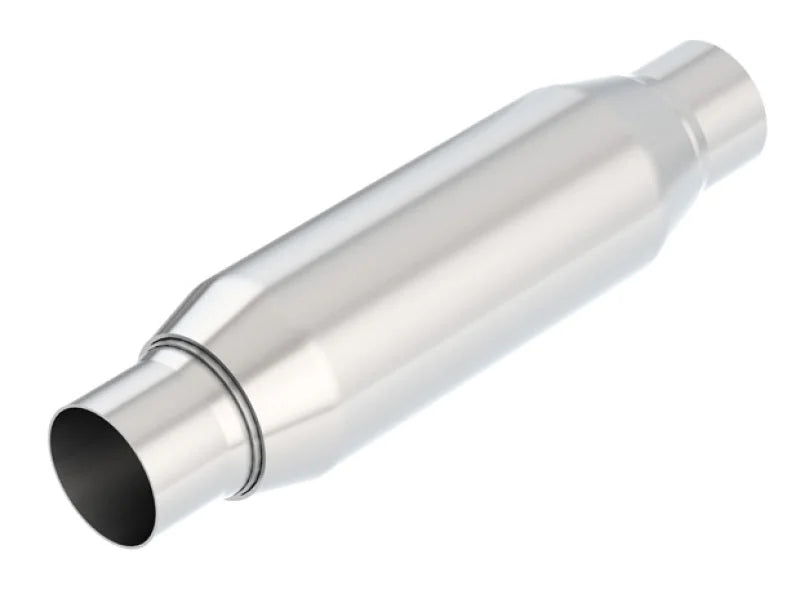 Borla CrateMuffler Resonator Option 2.25in Center/Center 3.5in Round x 10in - Side View