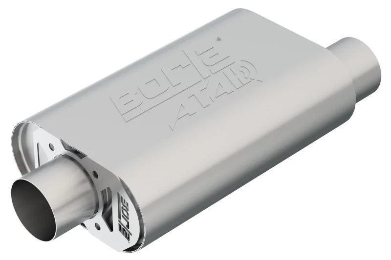 Borla CrateMuffler SBC Hot 350/383 3 inch Offset/Center 14in x 4.35in x 9in Oval Muffler - Side View